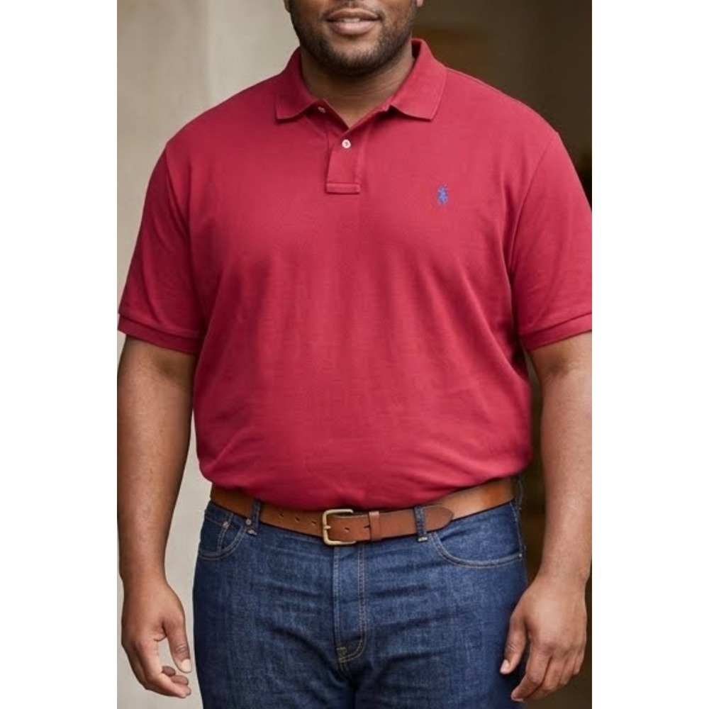 Polo Ralph Lauren Mens 3XLT Burgundy Red Short Sleeve Pique Polo Shirt Blue Pony